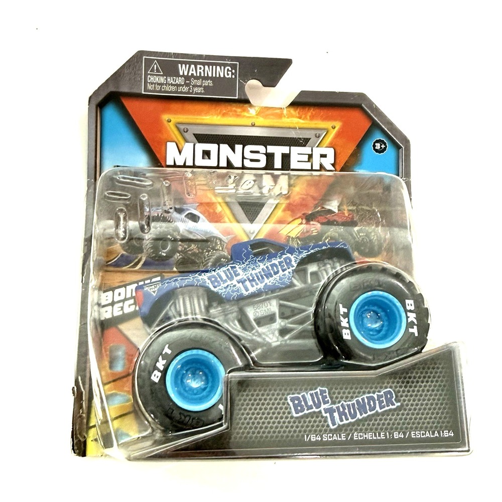 New Spin Master Monster Jam Blue Thunder Truck Barrel 1:64 Metal Die Cast Toy